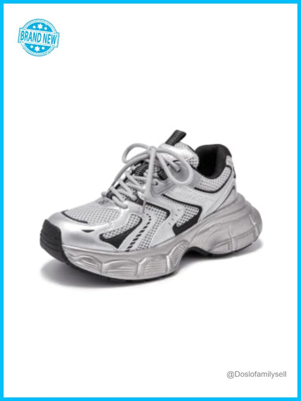 Women's Chunky Platform Sneakers Faux Leather Mesh Walking Running Shoes